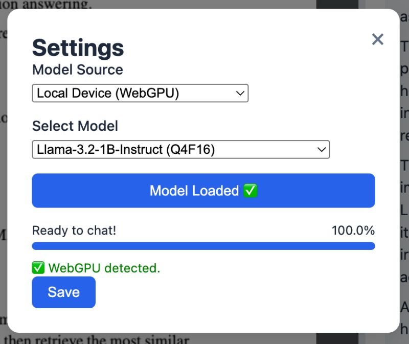 I built a lightweight example of RAG to run on your browser: an "AI PDF Reader" tha...