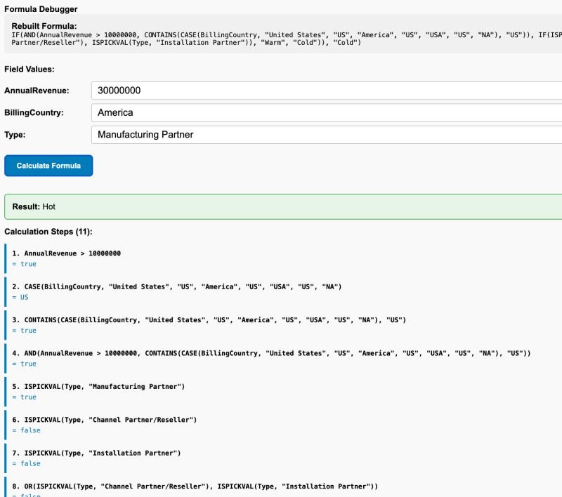 I have been working on a "Salesforce formula debugger".
