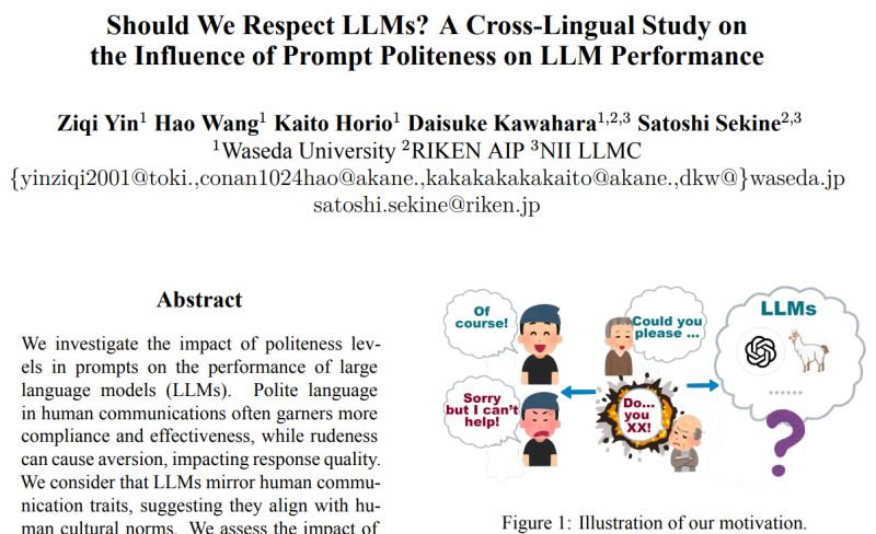 ๐๏ธ If you are polite to a LLM, it tends to give better responses. โ๐ฝ๐ค