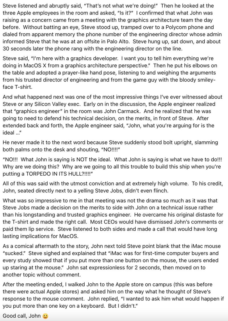 In the 90s, a meeting between Steve Jobs and John Carmack, two of the most importan...