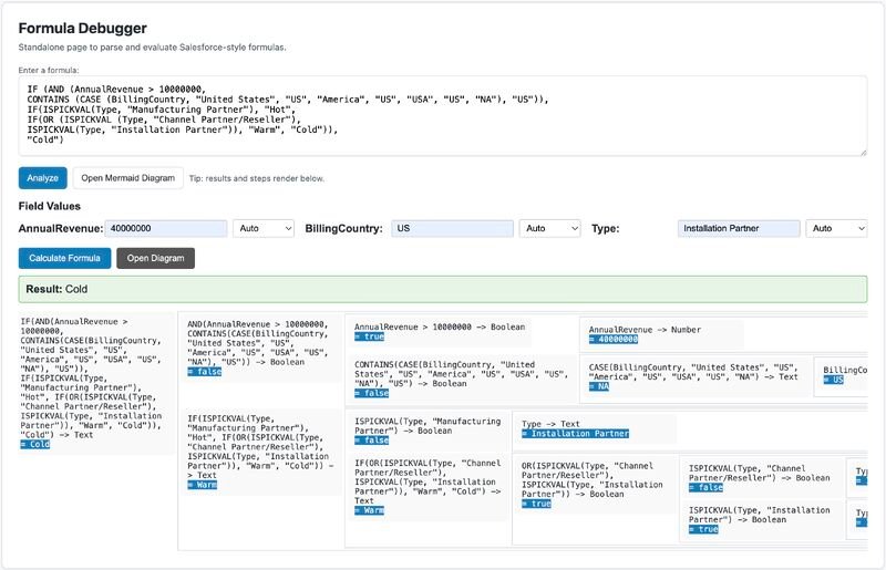 Standalone Salesforce Formula Debugger